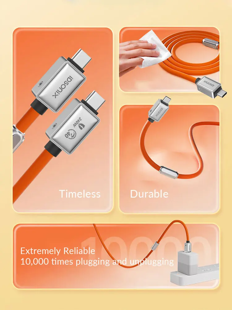 IDsonix-Tipo C Rápido Carregamento Cabo USB, Fio De Dados, Cabo De Vídeo para Macbook, Samsung, 40Gbps, 40Gbps, Carga PD240W, 8K, 60Hz