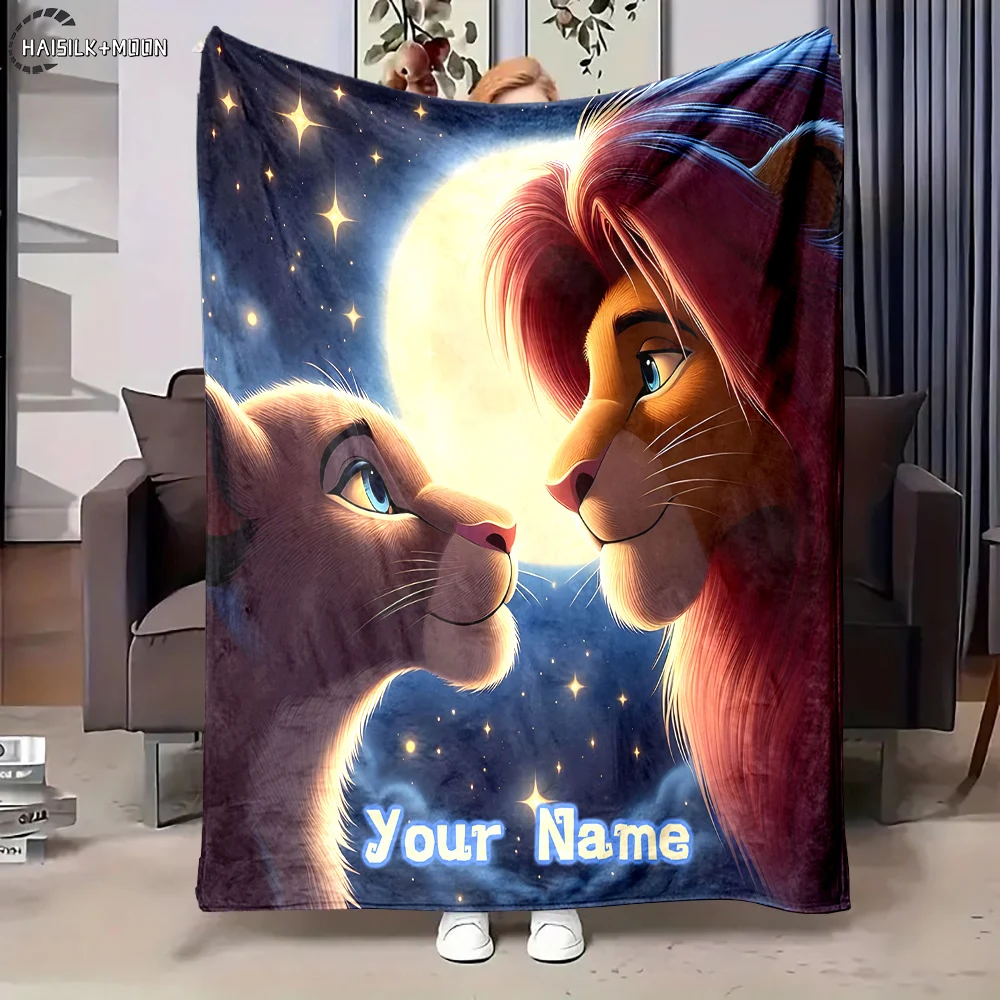 

Custom Name Personalized Blanket Disney The Lion King Fluffy Soft Flannel Sofa Adult Blanket Office Lunch Break Blanket Kid Gift