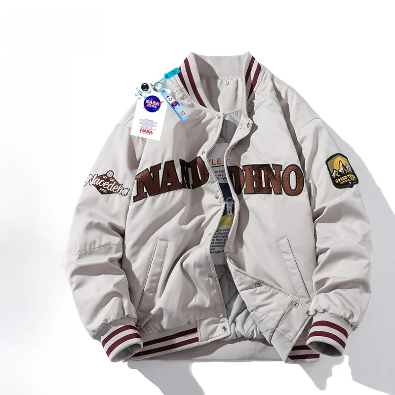 

Повседневная утепленная хлопковая куртка в американском стиле для мужчин, свободная бейсбольная куртка для пар, молодежная, стандартной длины, свободного кроя