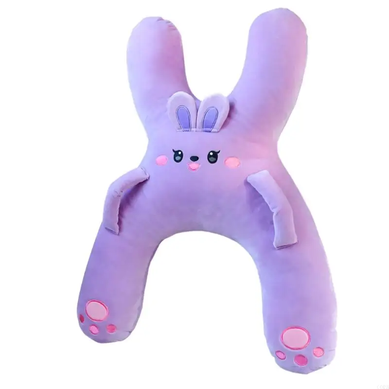 CORB Child Car Travel Neck Pillow with H-Shaped Plush Handle, Cushioned Feel Stuffed Pillow for Daily Car Ride Comfortable