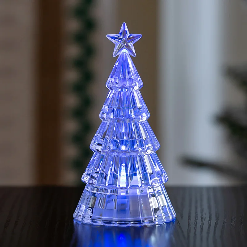 Mini Christmas Decorations Luminous Crystal Christmas Tree Desktop Ornament Creative Children's Christmas Gift Lights DIY Decor