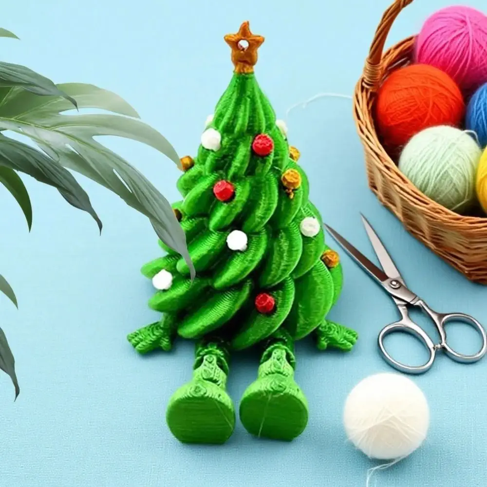 Desktop-Ornament, bunter, 3D-gedruckter Weihnachtsbaum, lustige, einzigartige Weihnachtsdekoration, grün, bewegliche Tischdekoration für das Wohnzimmer