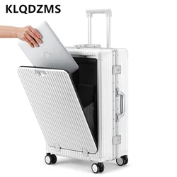 KLQDZMS-maleta de viaje de 18, 20 y 24 pulgadas, nueva caja de carrito multifuncional abierta frontal, caja de embarque con marco de aluminio, equipaje rodante