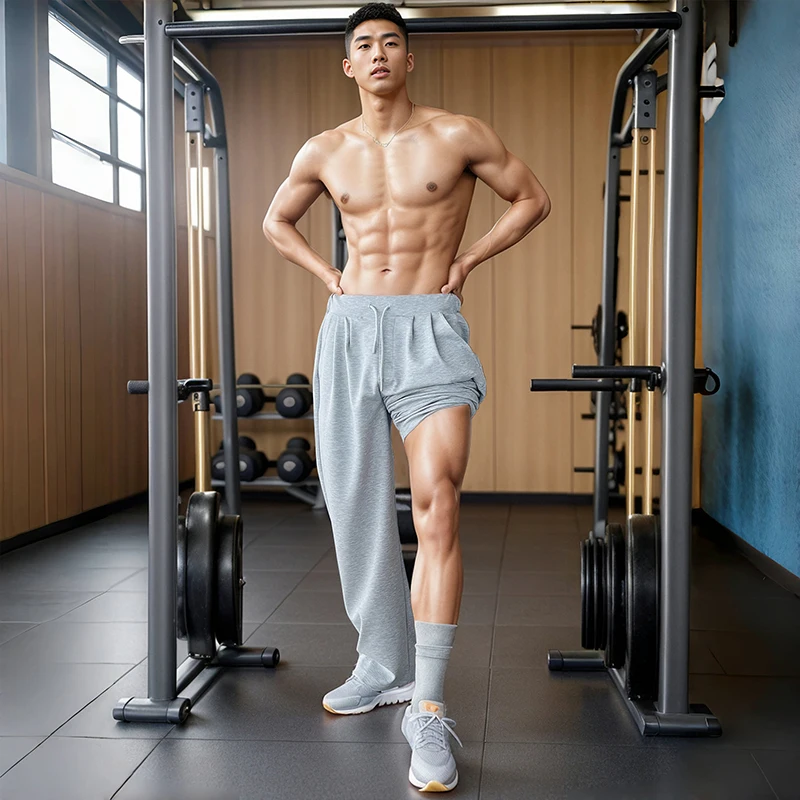 

Men's Tracksuit Pants Drape Loose Straight Tube Breathable Training Pants American Weight Training Pants Autumn Winter