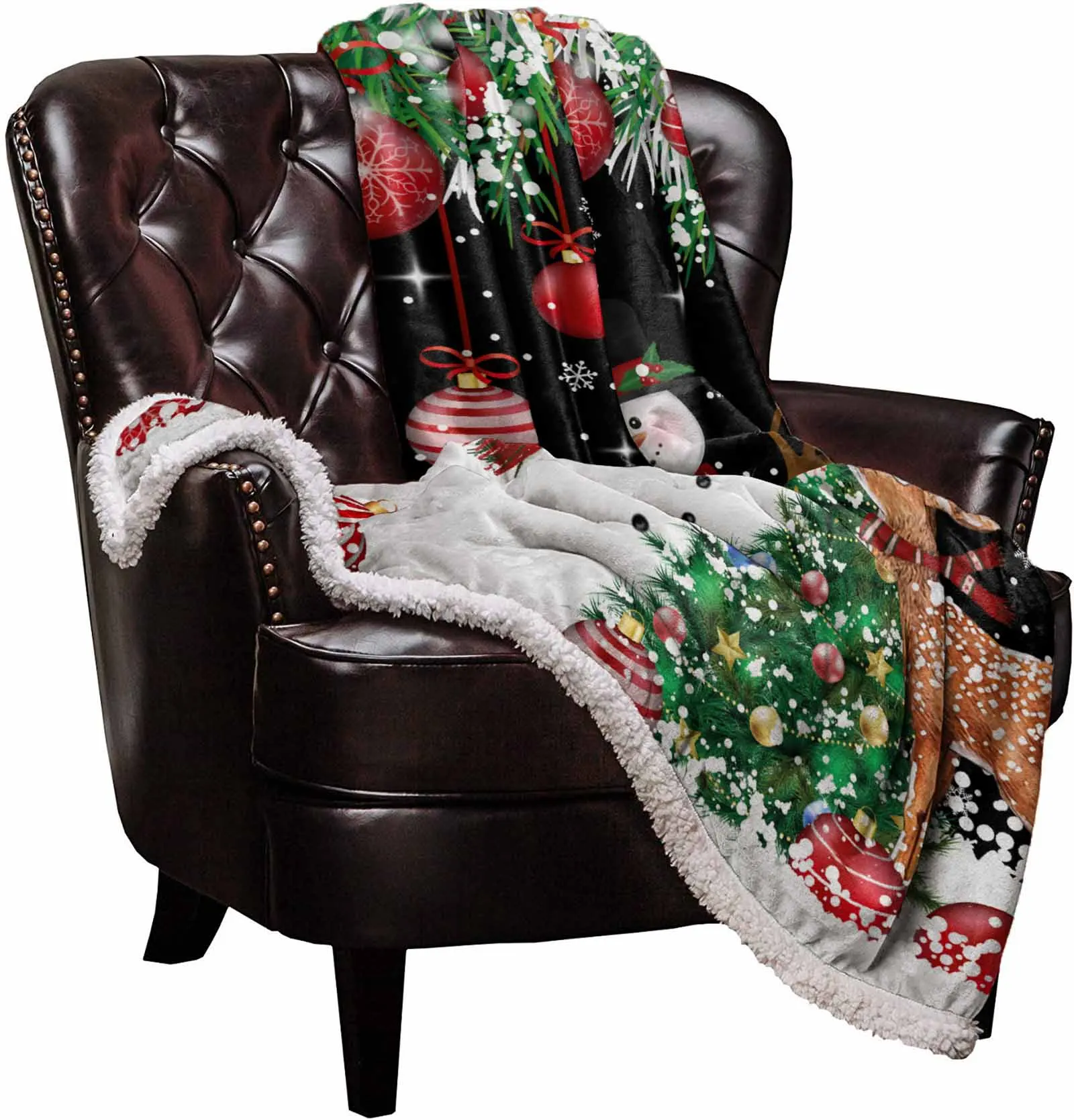 Christmas Snowman Deer Cashmere Blanket Warm Winter Soft Throw Blankets For Beds Sofa Wool Blanket Bedspread