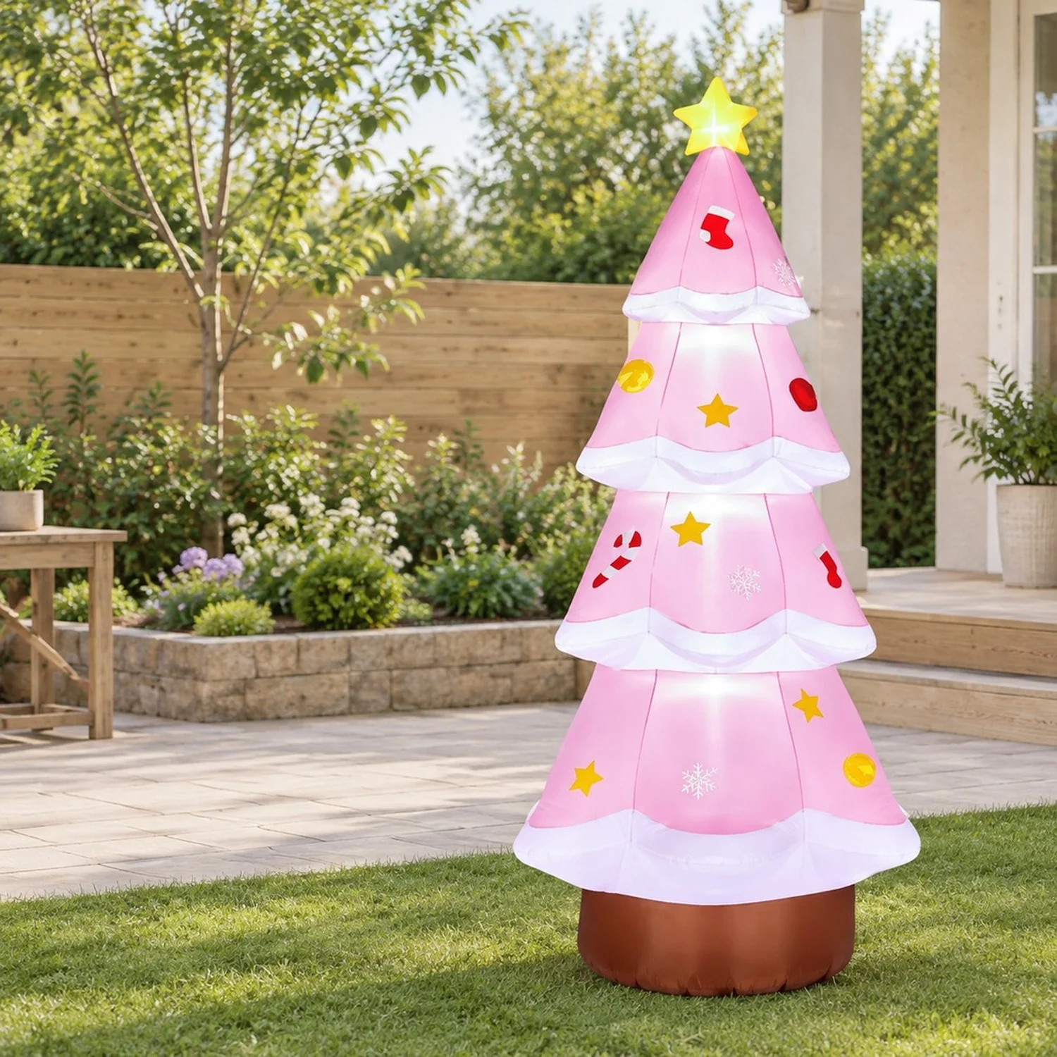 Christmas Inflatable Decoration, Giant Tree with 3 LEDs for Yard, Garden, Indoor Holiday Display