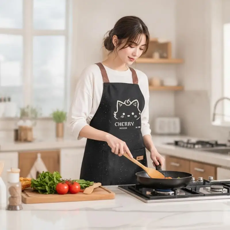 Cartoon Waterproof Kitchen Smock Sleeveless Anti Stain Breathable Chef Apron For Home Cooking Supplies