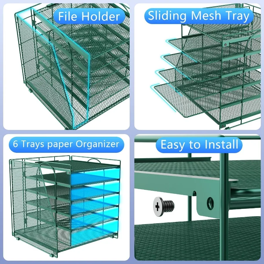 منظم مكتب مكون من 6 طبقات مع رف المجلات وتخزين الملفات لمساحة العمل المكتبية: حل فعال لإدارة الورق في الهوية الخضراء #4