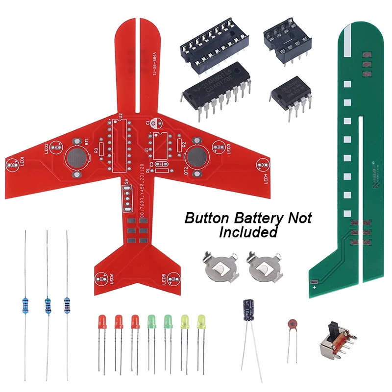 Imagem -03 - Diy Eletrônico Kit Avião Pequeno Lâmpada Fluxo Welding Practice Kit Assembleia Ciência Eletrônico Led Piscando Pcb