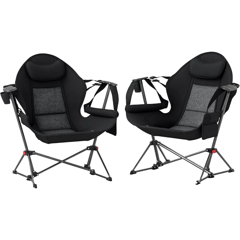 

Двойное кресло-гамак для кемпинга, складное кресло-качалка с регулируемой спинкой, качели-гамак с подстаканником, подголовником и мягкой подкладкой