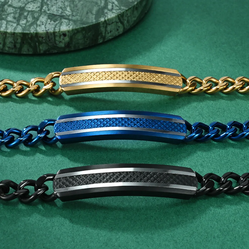

Luxury Men's Bracelet,Gold Plated Stainless Steel Chain Link Wristband,Punk Jewelry Gift to Husband Dad Son BBF