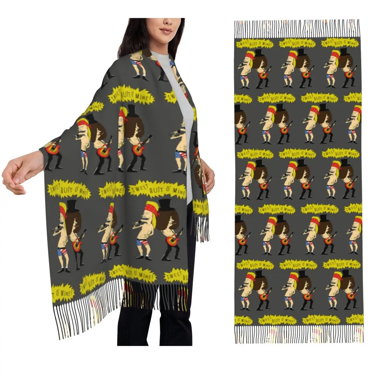 Kawaii Beavis And Butthead Scarf Tassel Scarves Women Soft Warm Shawls and Wraps Long Fall Winter Shawl Wrap
