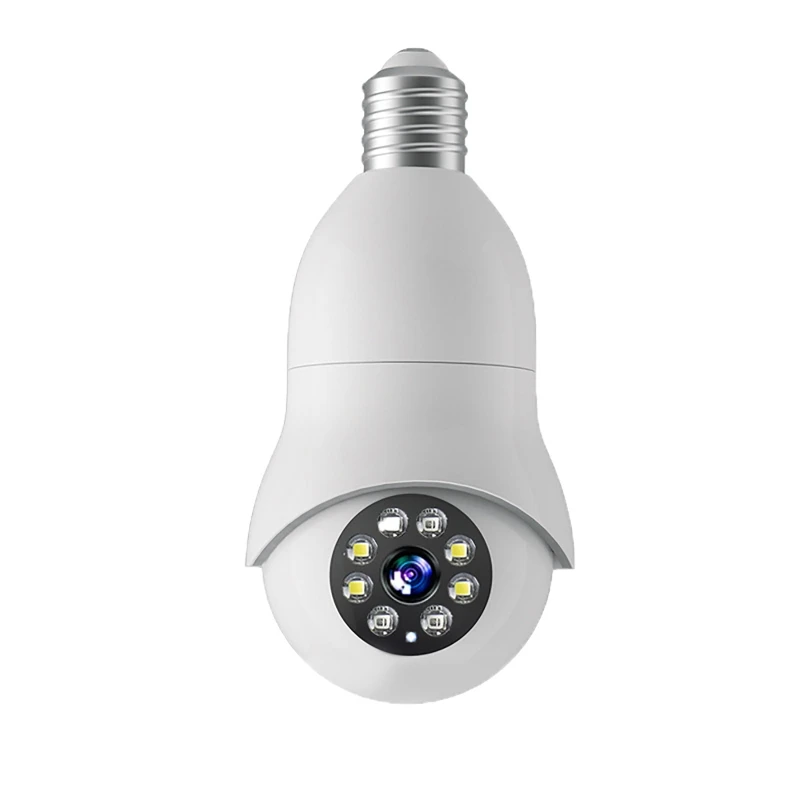 Indoor Light Bulb Camera 360° Rotate Auto Tracking Two Way Talk Baby