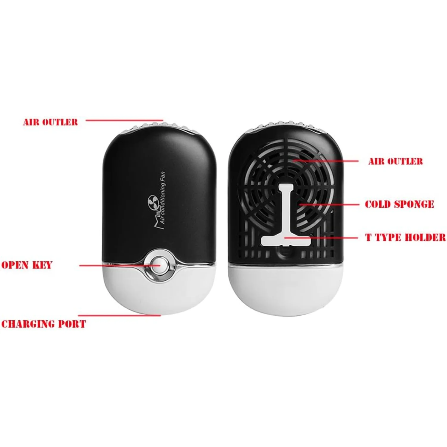 مراوح USB صغيرة محمولة قابلة لإعادة الشحن بدون شفرات محمولة لتكييف الهواء ومروحة تبريد للرموش