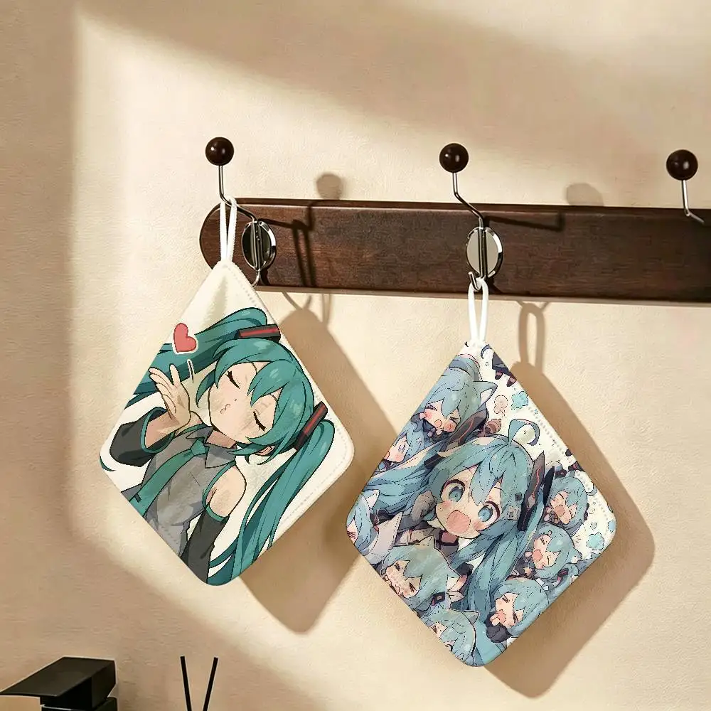 Game H-Hatsune Girl M-Miku Hanging Polyester Cotton Towel, Reusable Hand Wiping Cloth, Wear Resistant for Home Kitchen Sink