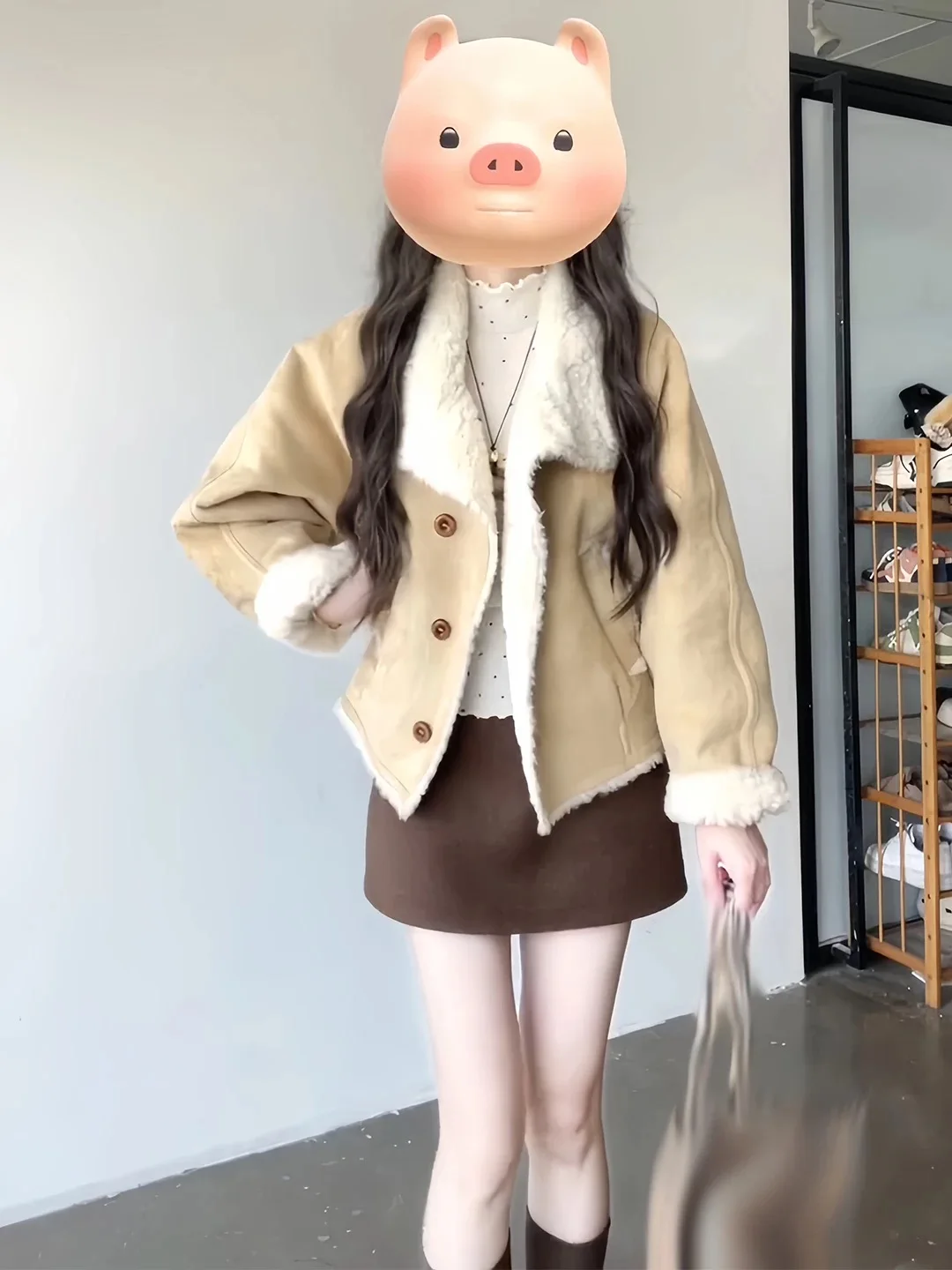 

Очаровательная желтая короткая куртка из овечьего бархата для женщин, осенне-зимнее утепленное пальто из искусственной кожи с мехом для дам