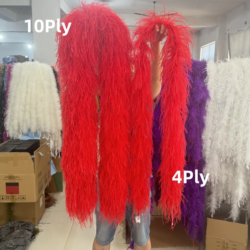 2M Fluffy Ostrich Feather Boa 1 3 6 10 20PLY Natural Ostrich Feather Trim Shawl for Party Wedding Dresses Sewing DIY Decoration