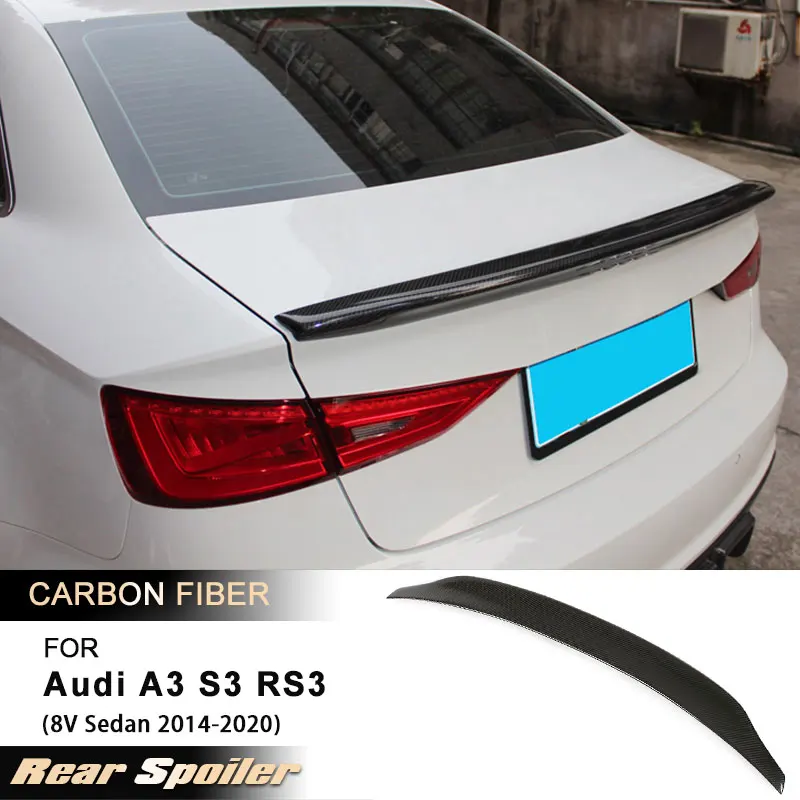 Car Rear Trunk Spoiler Wings for Audi A3 S3 RS3 8V Sedan 2014-2020 Racing Rear Spoiler Boot Trunk Wing Lip Carbon Fiber