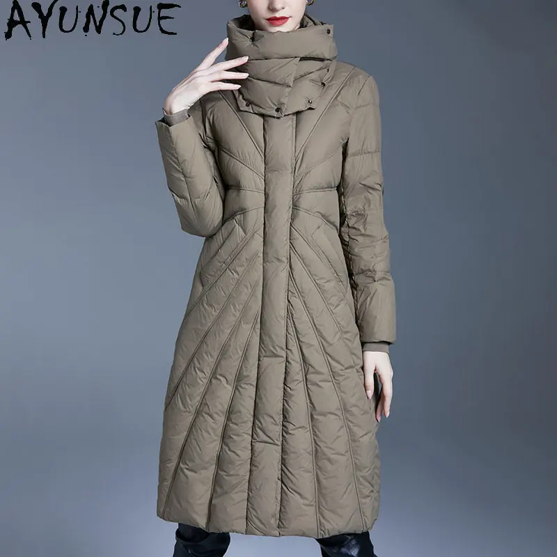 AYUNSUE Long Down Jackets for Women Winter Down Coats Black Loose Puffer Jacket Women Warm Coat Jacket Casacas Para Mujer SGG