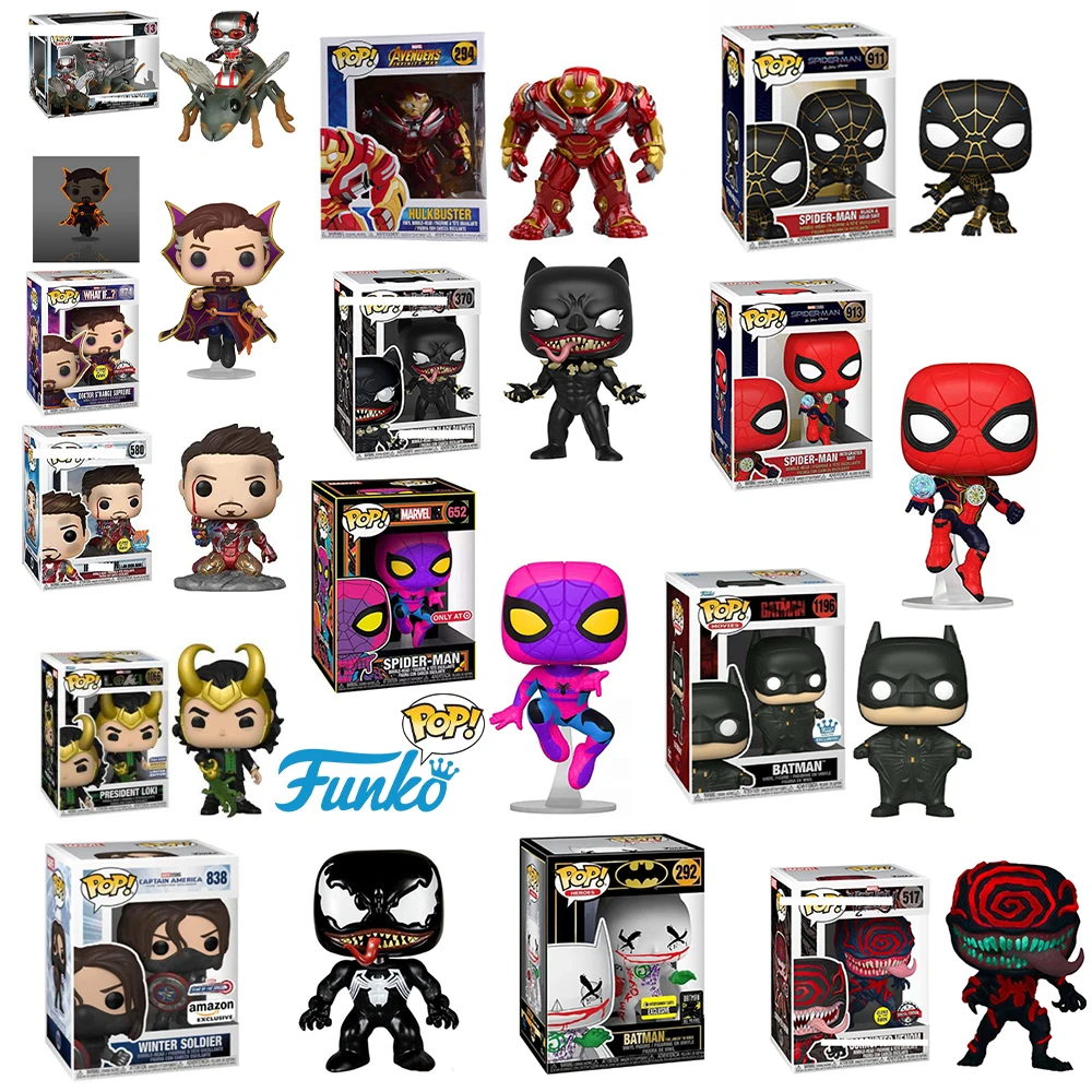 Marvel Funko Pop Avengers Spider Man Venom Iron Man Ant Man Black Panther Doctor Strange Handmade Collection Toy New Year's Gift