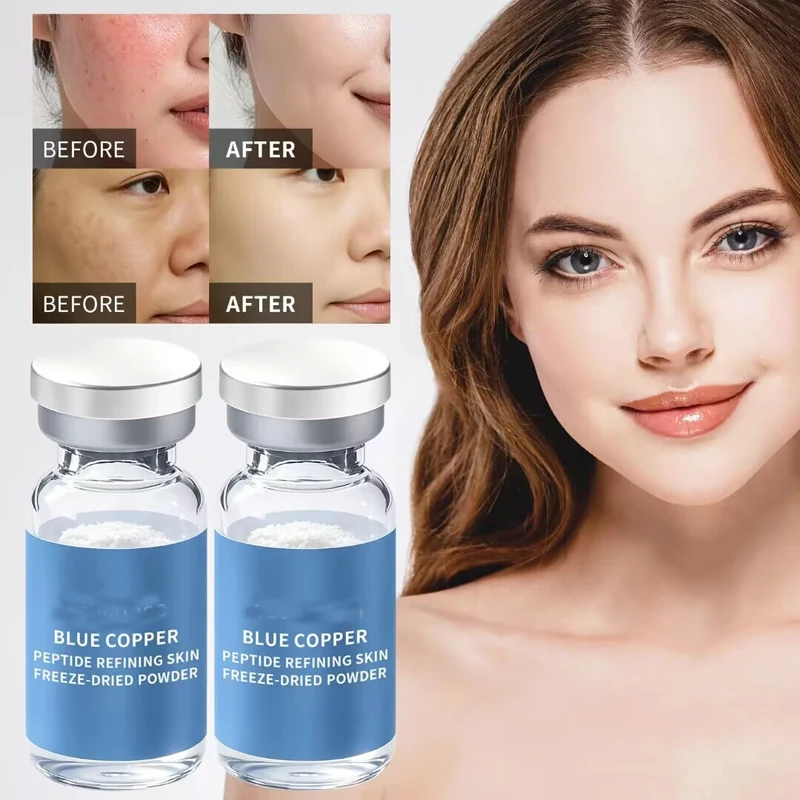 Blue Copper Peptide Freeze-Dried GHK-CU Powder Set Peptides Anti Wrinkle Essence Shrink Pore Skincare Elastic Whiten Serum 20pcs