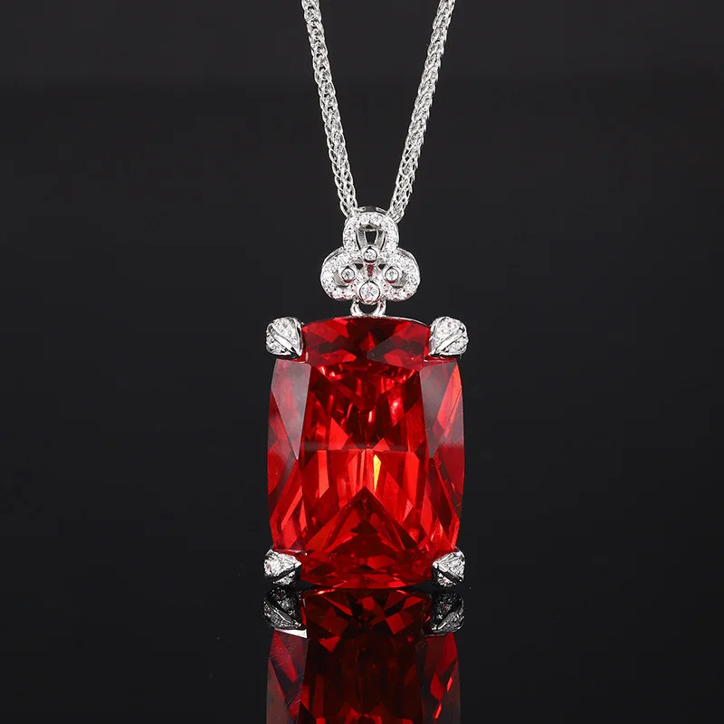 

New jewelry with copper base and gold plating, fashionable colored gemstone, large diamond pendant necklace, main stone 20*28
