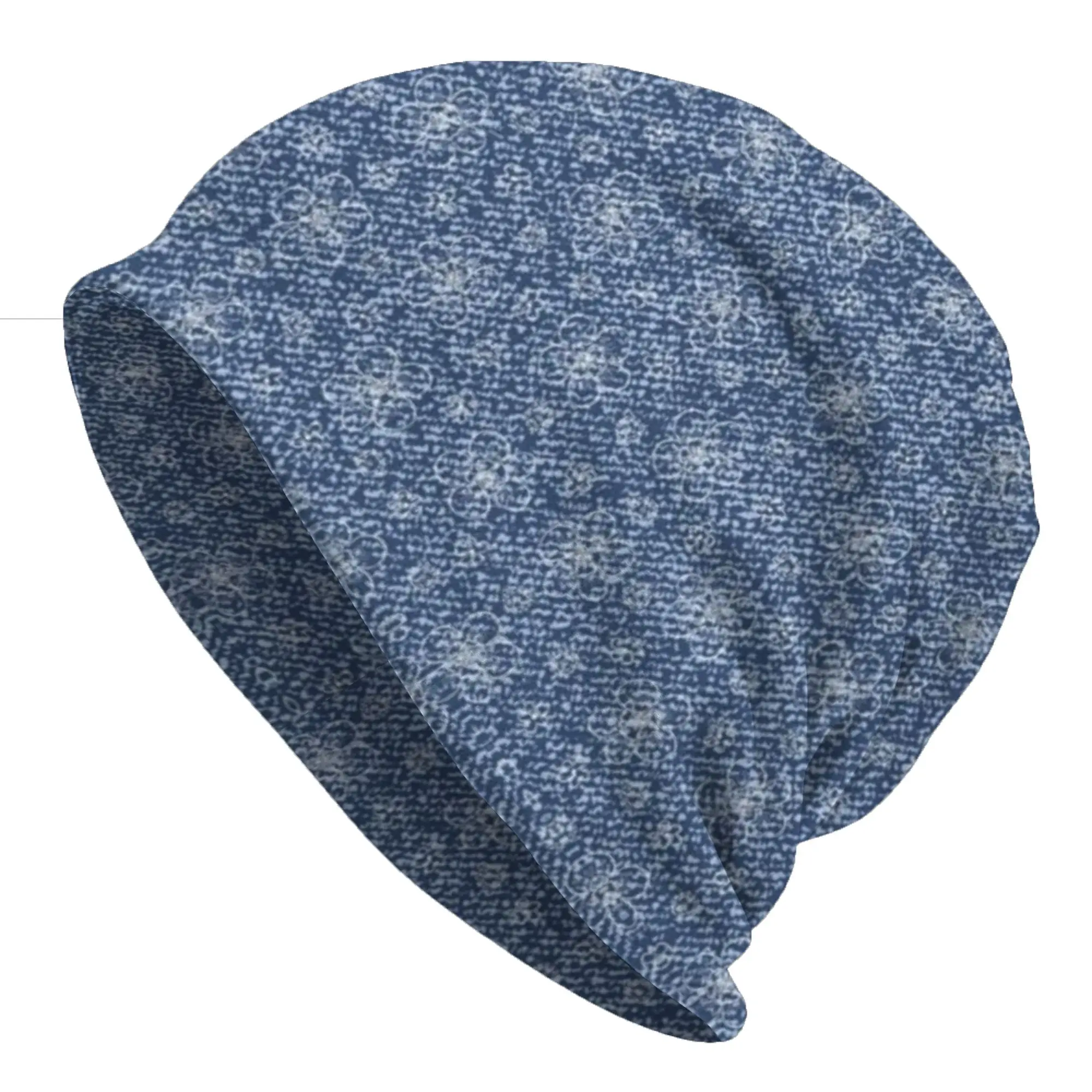 Blue (1) Thin Caps For Men Women Denim texture Ski Caps Soft Bonnet Hats Skullies & Beanies Hat