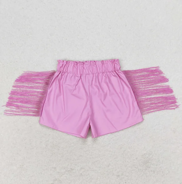 

Fashion Little Kids Girls Summer Shorts Multi Color Elastic Waist Leather with Tassel Design Shorts Clothes
