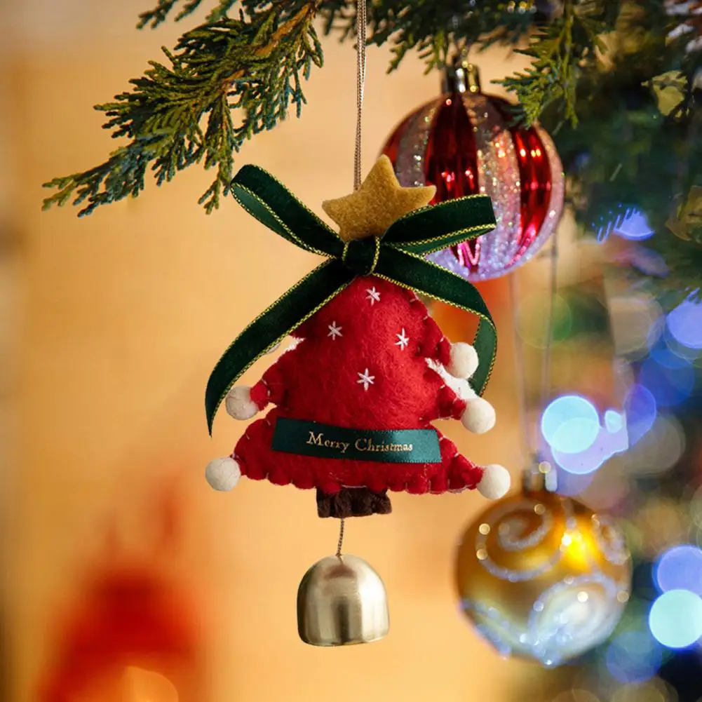 Christmas Bell Pendant Flannel Festive Hanging Ornament with Bell Home Decor Christmas Pendant for Mantel Xmas Tree