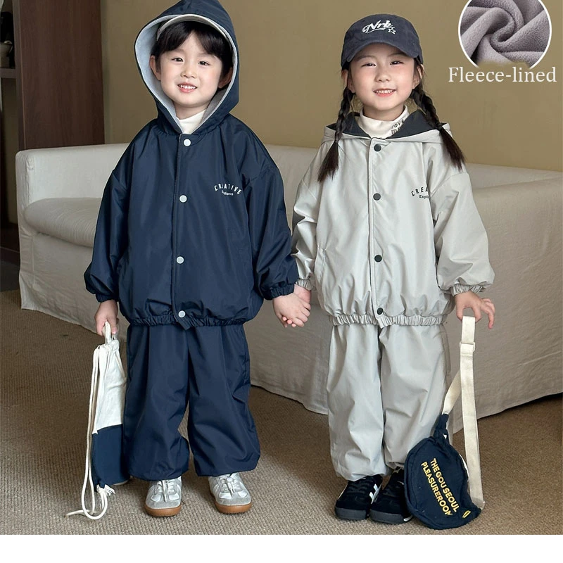 

Brother Sister Outfit 1-10 Years Flannel Coral Fleece Autumn Winter Thickened Children Boy Girl Casual Set Jacket Pants 2pcs Set