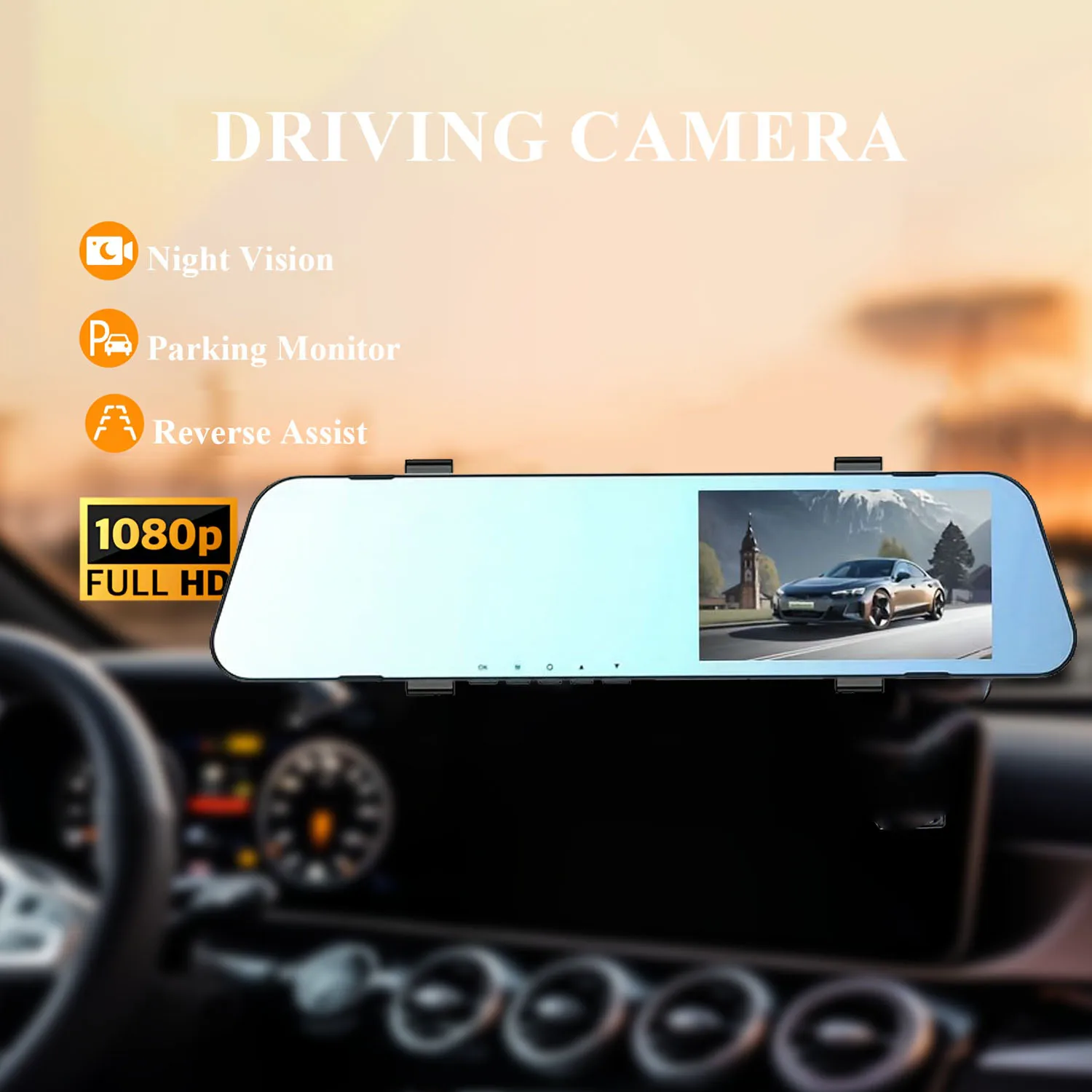 Dual-Len Dash Cam for Cars ultra-thin 4.3Inch Rearview Mirror DVR Car 1080P Video Recorder Front Rear View Camera car recording