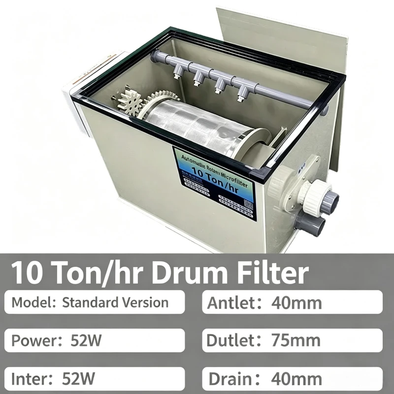 Automatic Fish Pond Filter Rotary Drum Micro Filter Aquaculture Sewage Backwashing Water Circulation Purification System