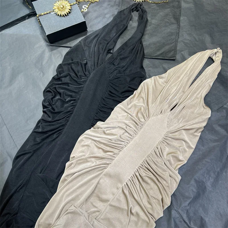 Immagine 6: Abito da donna Nuovi abiti lunghi senza maniche slim fit in maglia elastica per l'estate 2025 Abiti da festa sexy senza schienale Abiti da sera