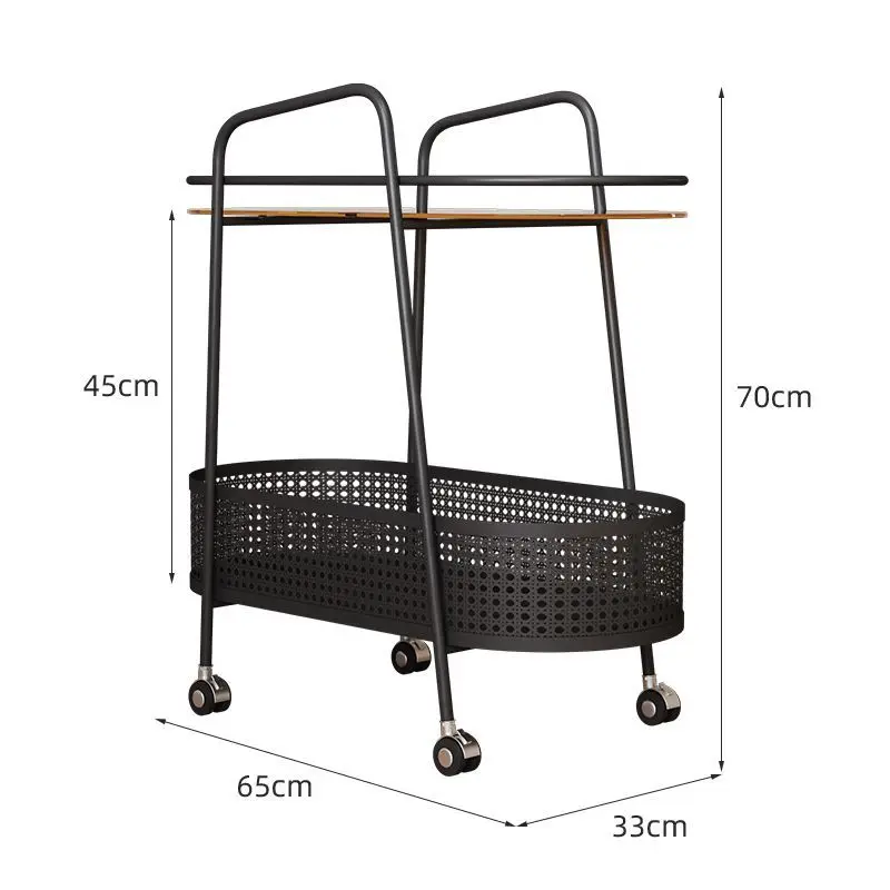 

Bedside small side table wrought iron tea trolley mini movable side cabinet glass coffee table creative light luxury sofa