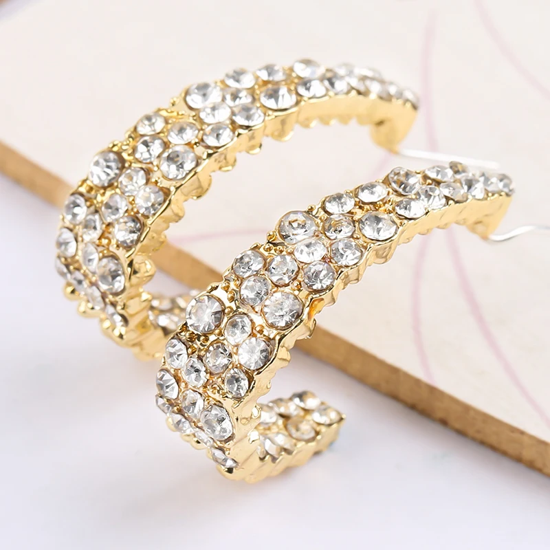 Big Circle Round Colored Zircon Hoop Drop Earrings for Women Fashion Hiphop Punk Charm Earrings Wedding Pendant Jewelry