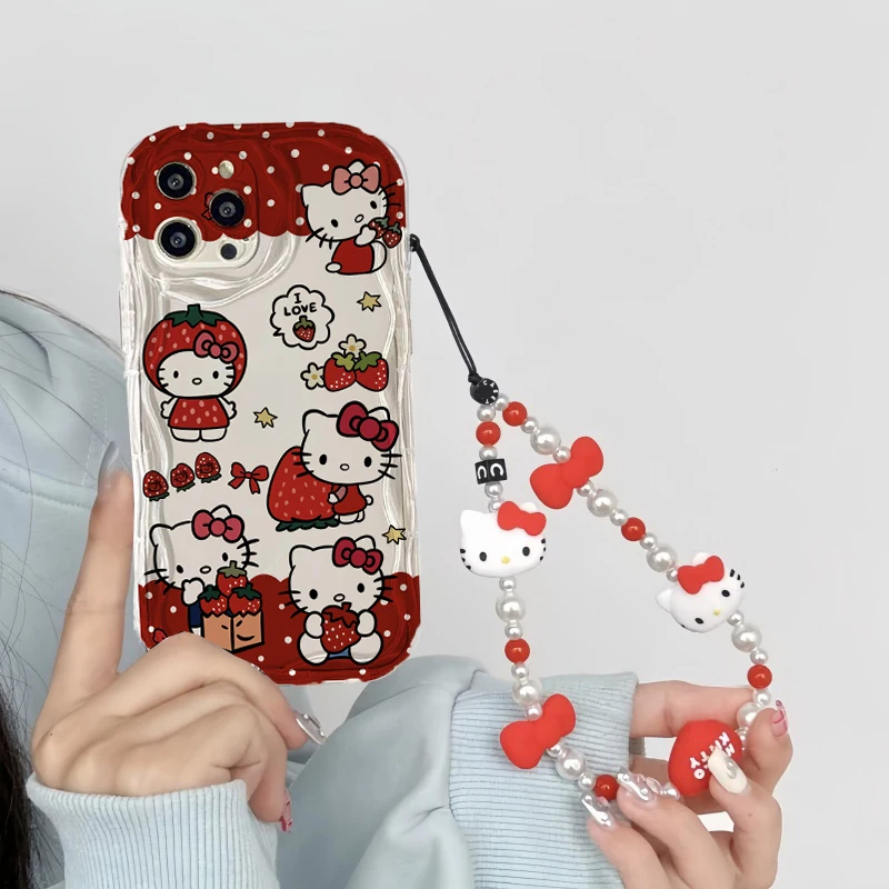 헬로키티 체인 케이스 화웨이 아너 400 200 90 7 라이트 300 프로 X9B X8C X8A X8B X7B X6A X6C X6B X7A X5B X8 X5 플러스 X9C 스마트폰용