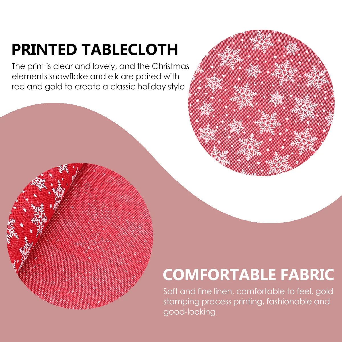 

Christmas Printed Tablecloth Snowflake Pattern Practical Table Runner Xmas Decor for Party Restaurant Dining Room