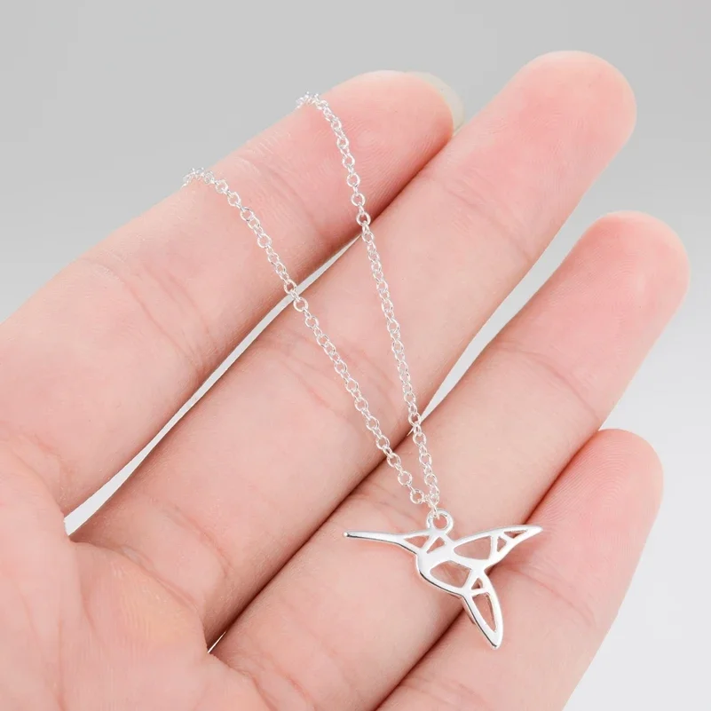 Hummingbird Stainless Steel Necklaces Women Silver Color Bird Necklaces & Pendants Trendy Jewelry acero inoxidable joyeria mujer