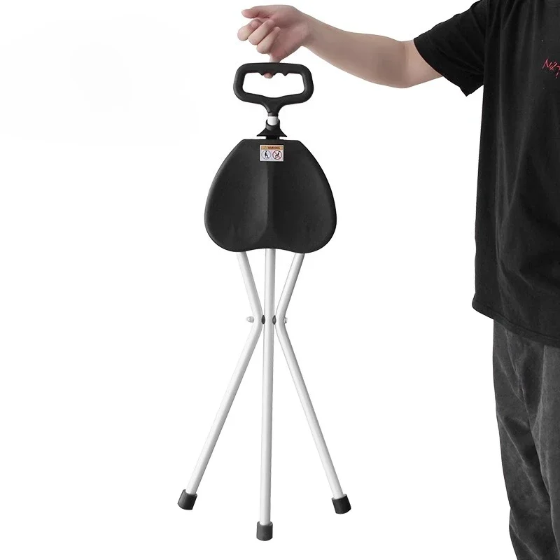 Folding Walking Cane with Seat for Seniors & Adults Adjustable Crutch Chair 300 Lbs Capacity Portable Walkers for Elderly People
