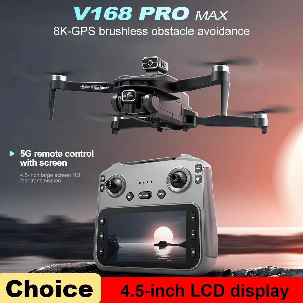 NEW Original V168 Drone 8K WIFI GPS Professional Aerial Photography RC Drones HD Dual Camera Brushless Motor Quadcopter Toy UAV
