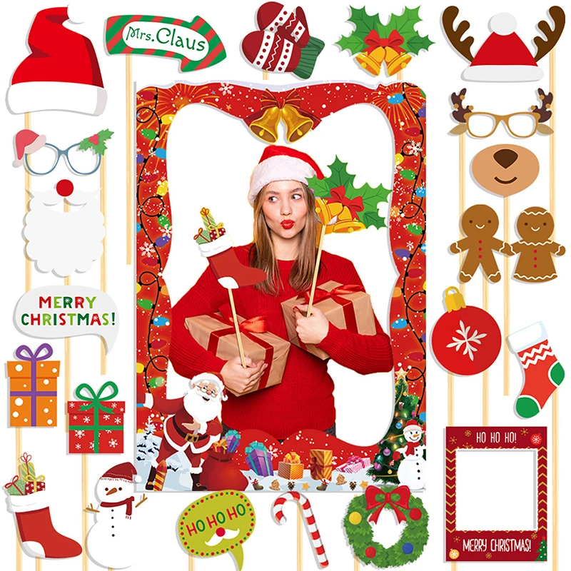 Christmas Photo Props Merry Christmas Decor For Home Snowman Xmas Santa Claus Gifts