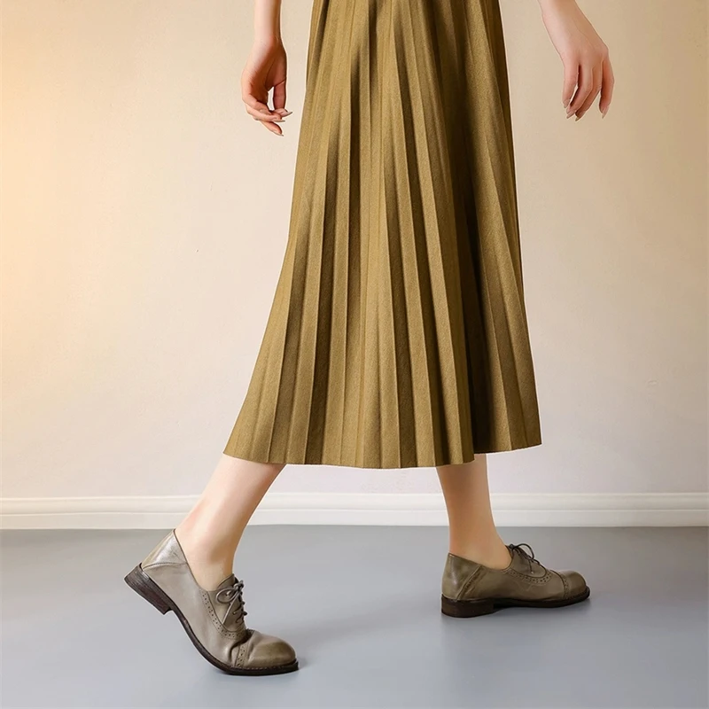 

Женские броги-дерби из коровьей кожи на шнуровке с круглым носком на плоской подошве, женские деловые модельные туфли ручной работы