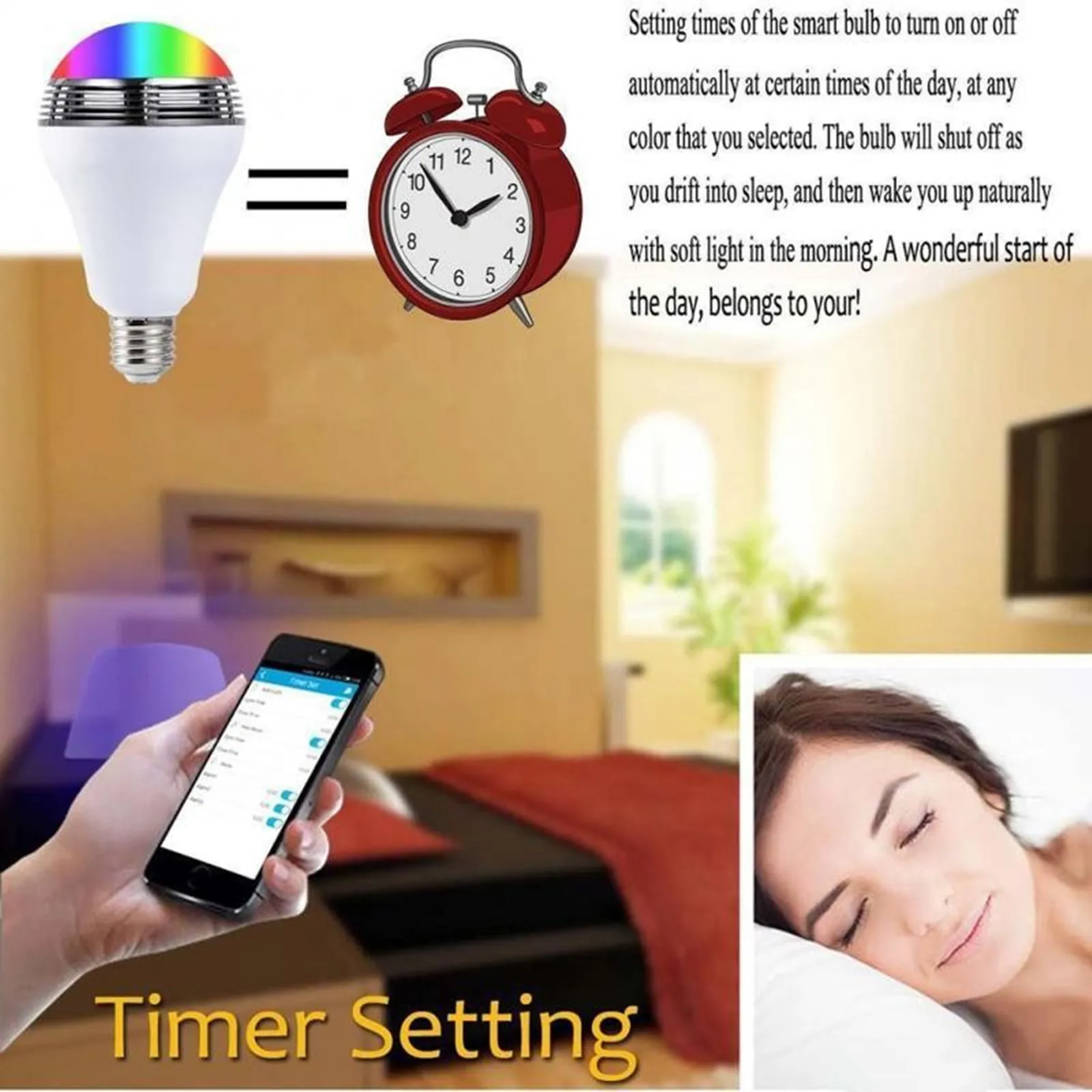 App casa inteligente colorido bola mágica canhão mágico sem fio bluetooth alto-falante lâmpada led som de música lâmpada inteligente e27