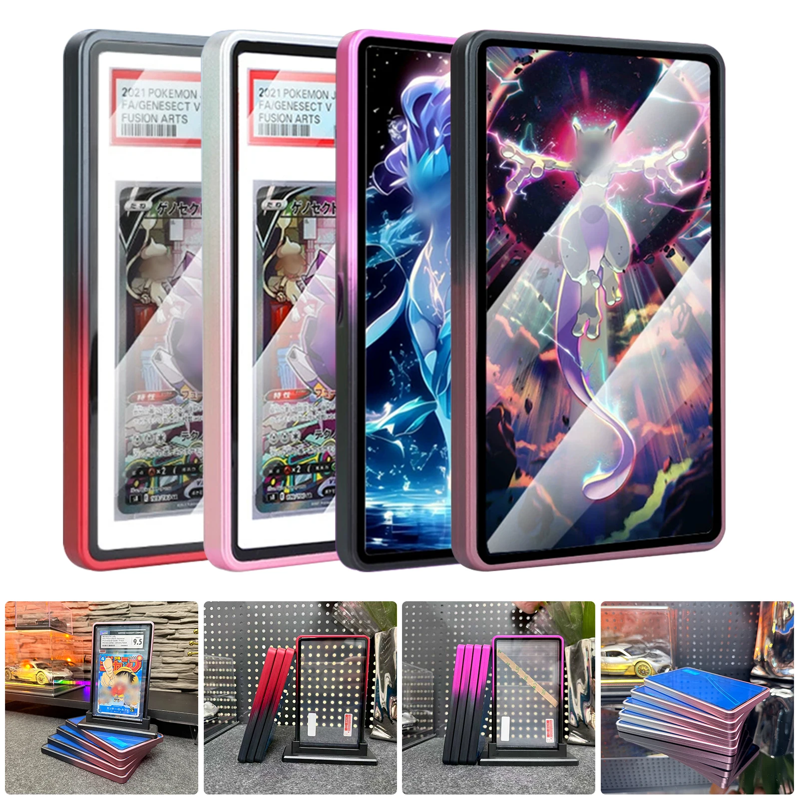 

Gradient Color Aluminum Alloy Graded Cards Protector Case for PSA， UV & Scratch Resistant Trading Card Bumper Display Holder