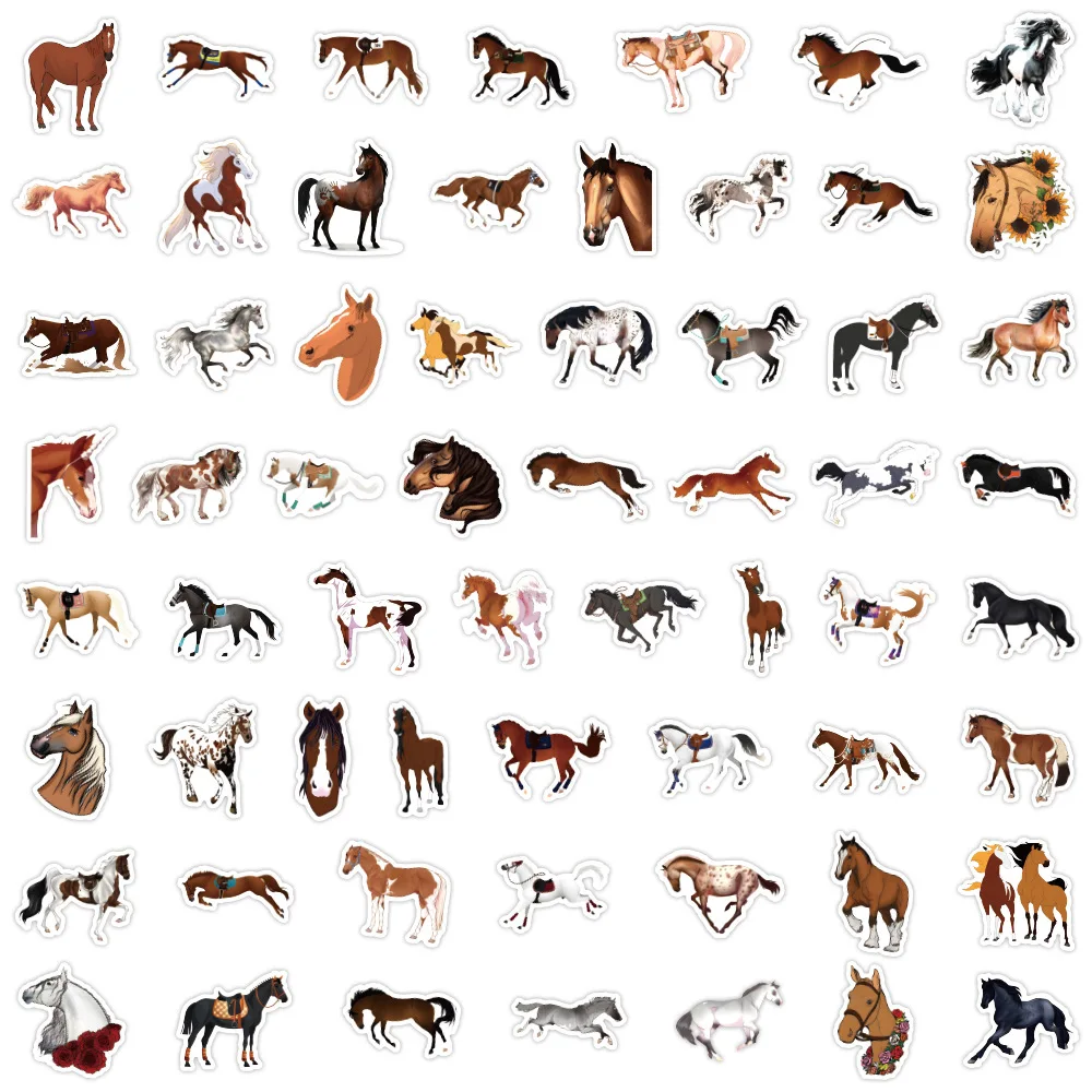 10/30/60PCS The Horse Stickers Animal Sticker Funny Decals Kids Toy DIY Scrapbook Luggage Laptop Phone Car BiKe Skateboard Toy