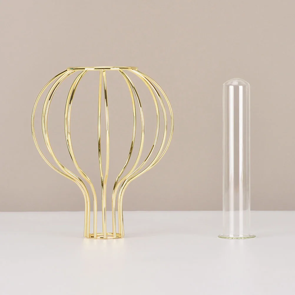

1pc Geometric Glass Metal Vase Golden Hydroponics Plants Pot Modern Decorative Flower Container Home Table Ornament