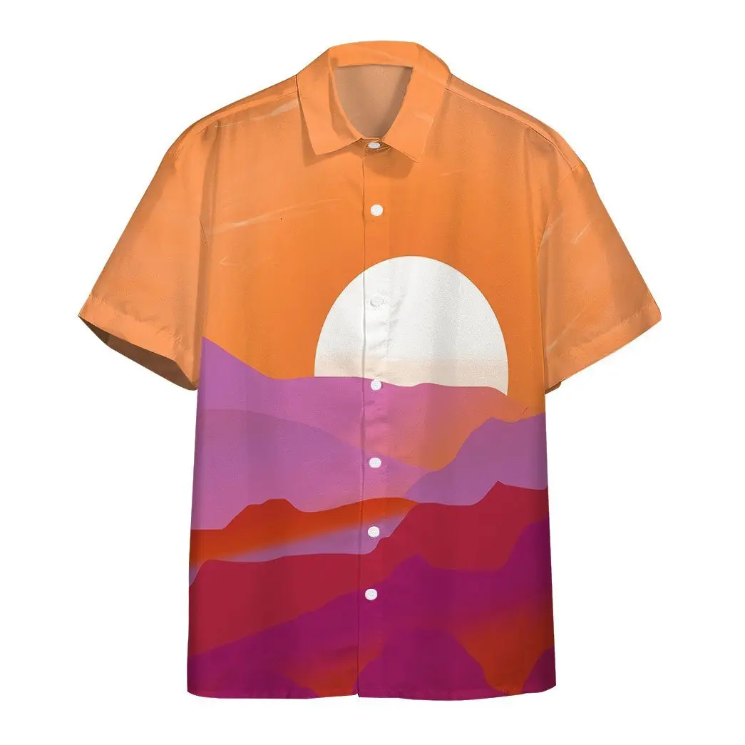 

Sunset Print Hawaiian Men's Short Sleeve Shirt Beach Casual And Comfortable Men's Lapel Top 2024 New Large Size Men's Shirt