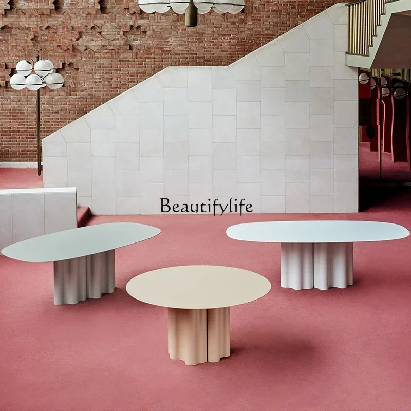 نمط جديد كريم الرياح الصخور بلاطة طاولة مستديرة صغيرة عادية ضوء فاخر طاولة المفاوضات المستديرة ss 8617 #6