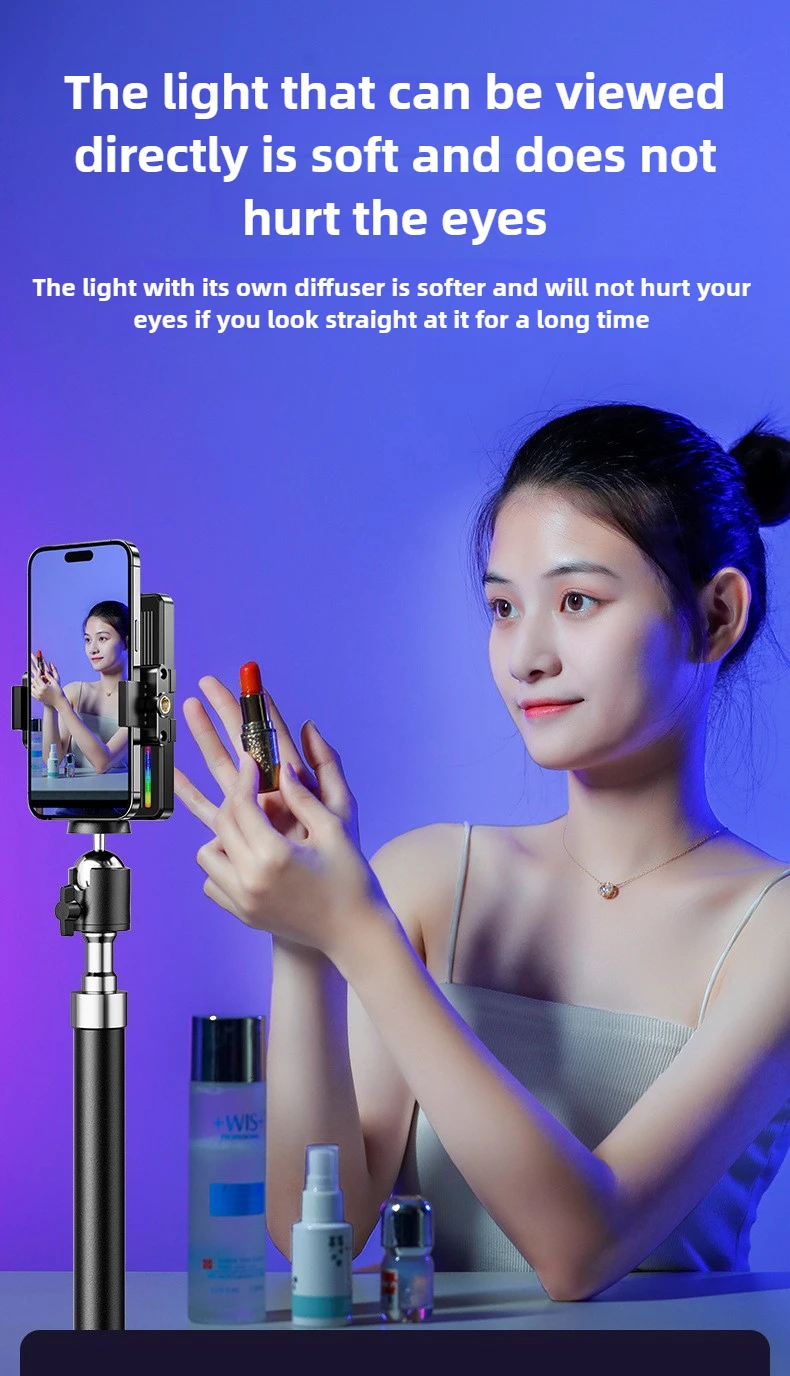 RGB Phone/Photography Selfie Fill Light Portable Pocket Lamp with Phone Holder for Video Recording Vlog Shoot Fill Studio Lamp