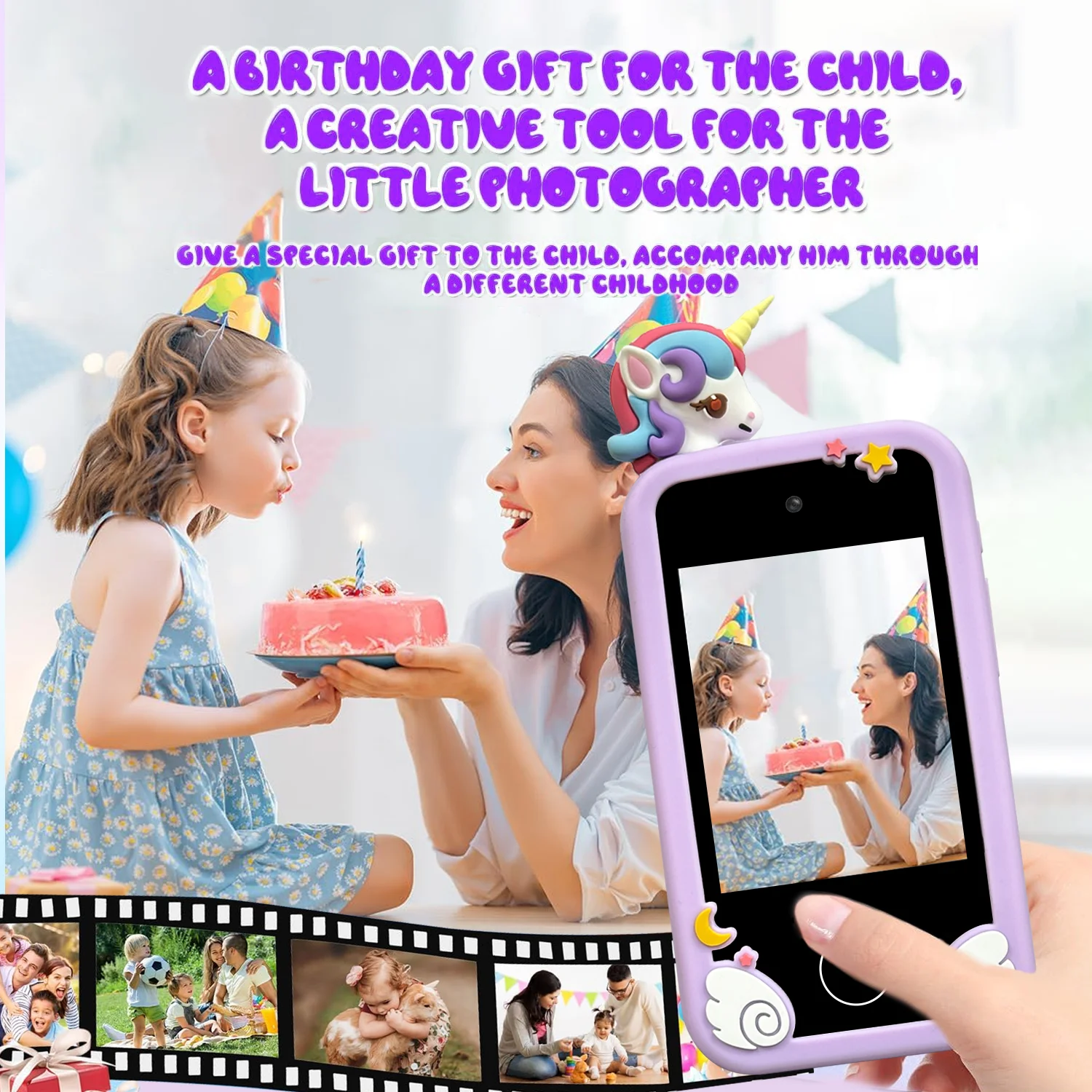 INOCTI Kids Smart Phone Toy Unicorn Baby Mobile Educational Learning Toys for Girls Boys Birthday Christmas Gifts With 32G Card